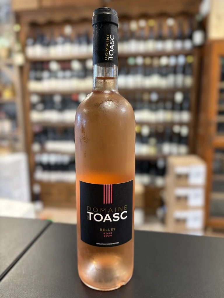 Bouteille de vin rosé 2024 du Domaine de Toasc, appellation AOP Bellet à Nice, en Provence.